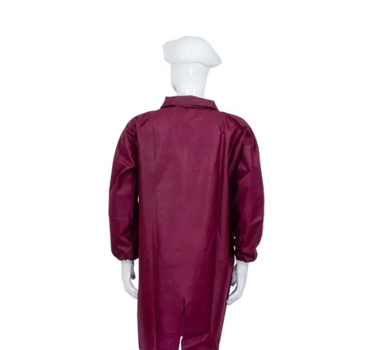 Disposable PP SMS Dust Coat with Snap Closure 50-60g