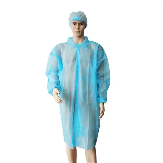 Disposable SMS Nonwoven Dust Coat with Pockets and Snaps