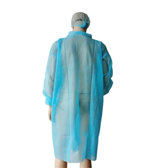 Disposable SMS Nonwoven Dust Coat with Pockets and Snaps