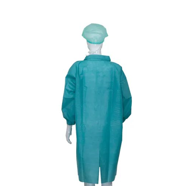 Disposable PP SMS Dust Coat with Snap Closure 50-60g