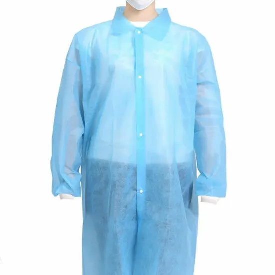 Disposable SMS Nonwoven Dust Coat with Pockets and Snaps