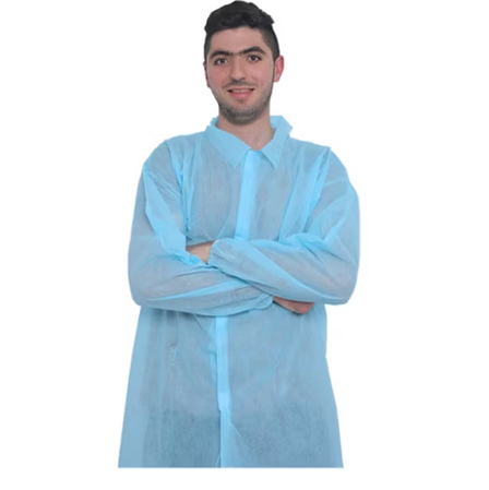 Áo khoác chống bụi khóa kéo PP không dệt màu xanh lam S-4XL