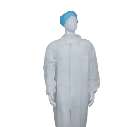 Single-Use Zippered Dust Coat for Laboratory Splash Protection